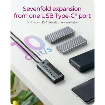 ICY BOX IB-HUB1457-C31 USB 3.2 Gen 1 (3.1 Gen 1) Type-C 10000 Mbit/s modrá, sivá