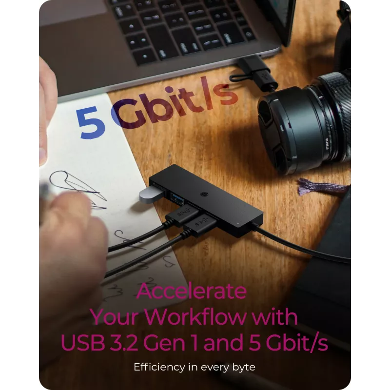 ICY BOX IB-HUB1424-C3 USB 3.2 Gen 1 (3.1 Gen 1) Type-A + Type-C 5000 Mbit/s čierny