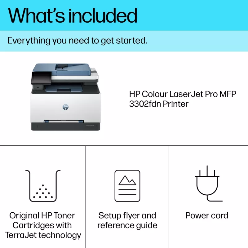 HP Color LaserJet Pro MFP 3302fdn, laser, farebná tlač, 600 x 600 DPI, A4, priama tlač, modrá