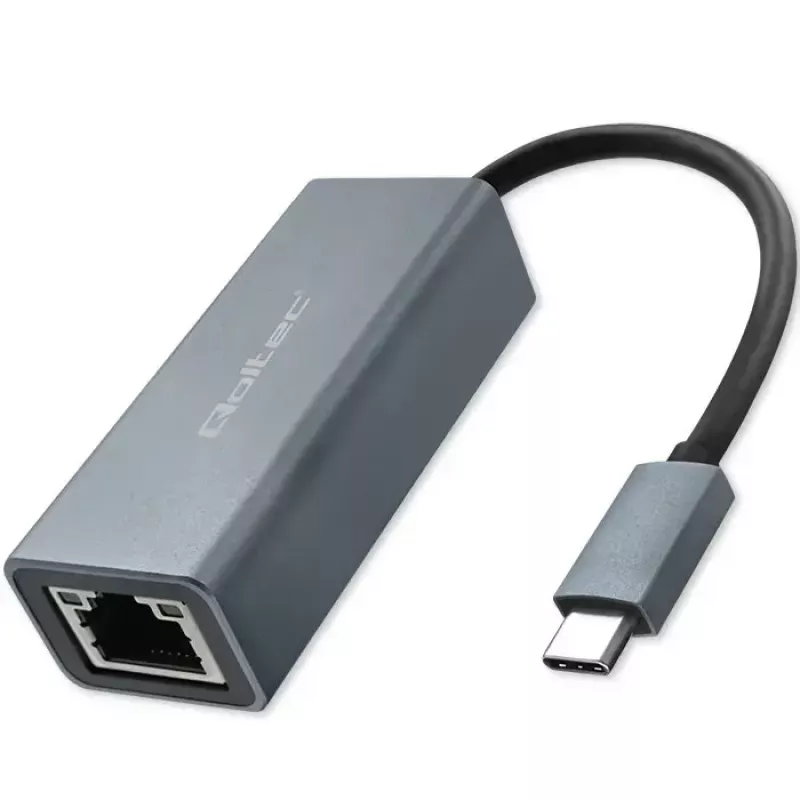 Qoltec 50352 RJ-45 rozhranie karta USB Type-C konektor samica sivá