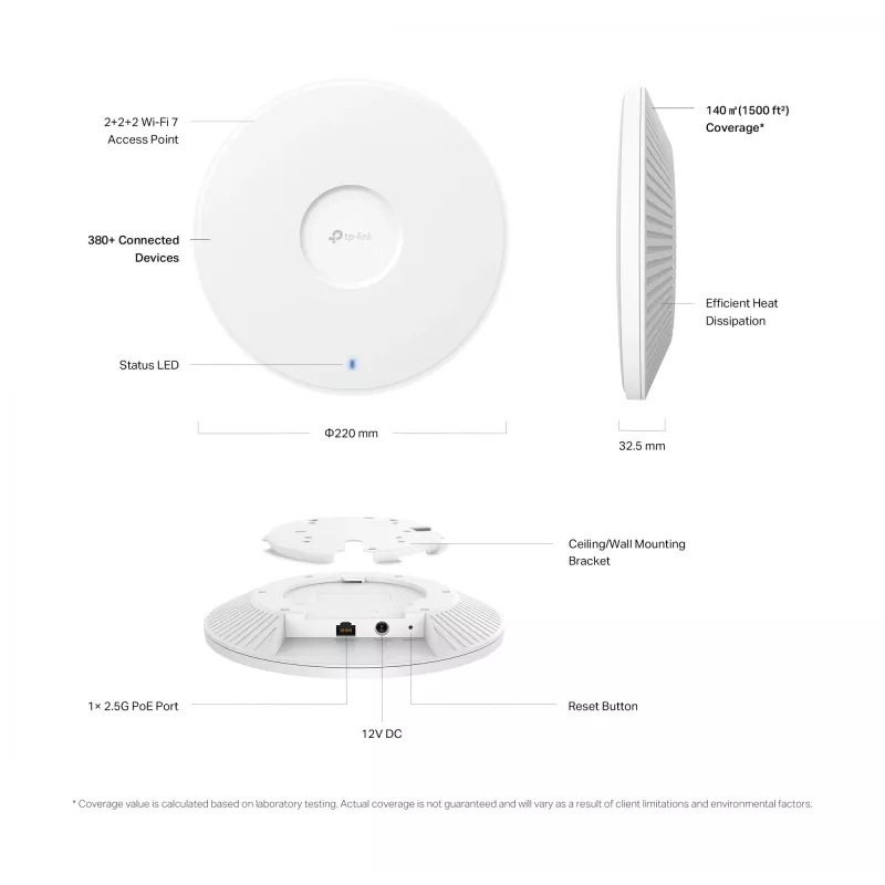 TP-Link Omada BE9300 stropný tri-band Wi-Fi 7 prístupový bod