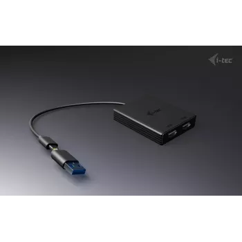 i-tec USB-A/USB-C Dual 4K/60 Hz DisplayPort video adaptér, 0,27 m, USB Type-A/USB Type-C, 2 x DisplayPort, konektor samec, konektor samica, 3840 x 2160 pixelov