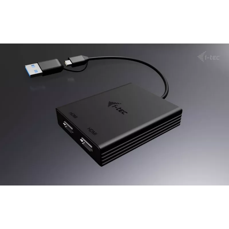 Video adaptér i-tec CADUAL4KHDMI USB-A/USB-C Dual 4K/60 Hz HDMI, 2x HDMI samica, 0,27 m, 3840 x 2160, čierny