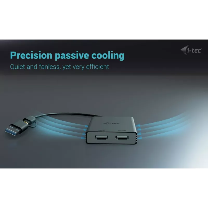 Video adaptér i-tec CADUAL4KHDMI USB-A/USB-C Dual 4K/60 Hz HDMI, 2x HDMI samica, 0,27 m, 3840 x 2160, čierny
