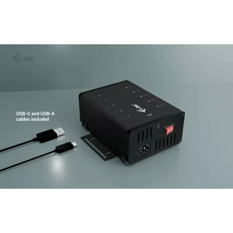 i-tec USB-C/USB-A kovový nabíjací + dátový HUB, 15 W na port, 10x USB-C
