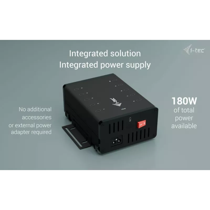 i-tec USB-C/USB-A kovový nabíjací + dátový HUB, 15 W na port, 10x USB-C