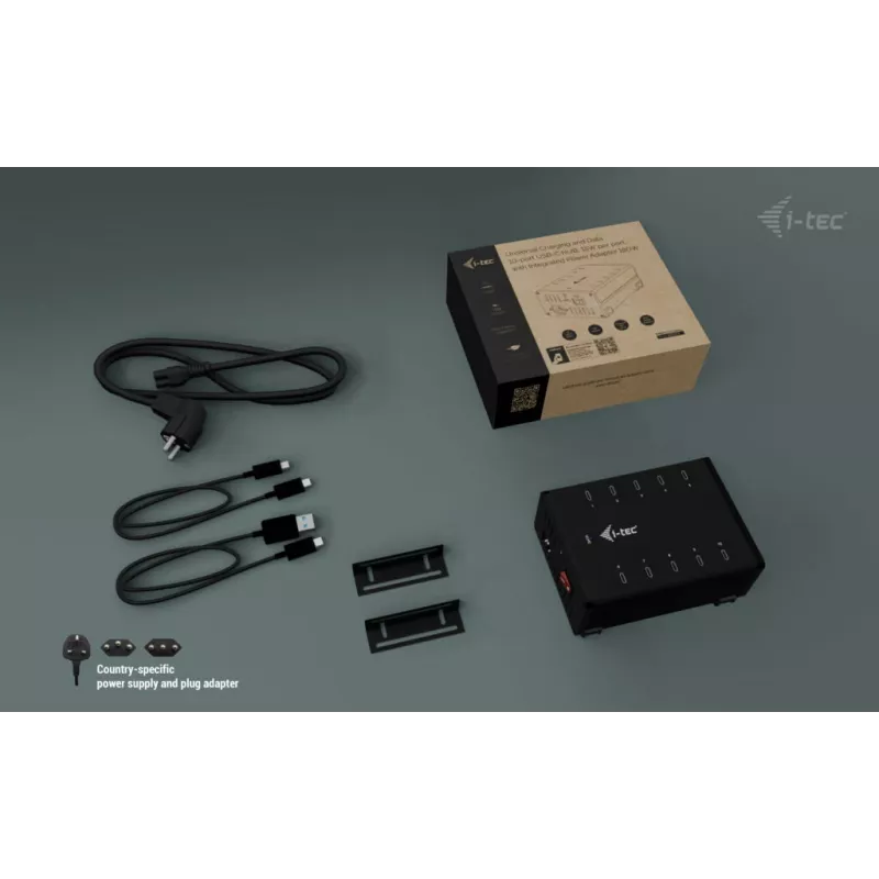 i-tec USB-C/USB-A kovový nabíjací + dátový HUB, 15 W na port, 10x USB-C
