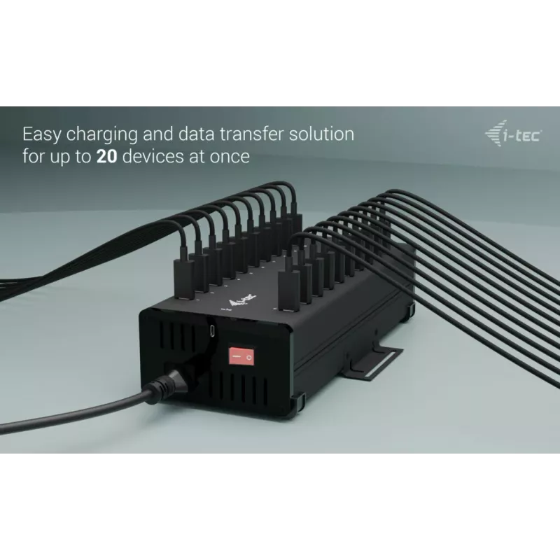 i-tec USB-C/USB-A Metal Charging + data HUB, 15W pre pripojenie, 20x USB-C