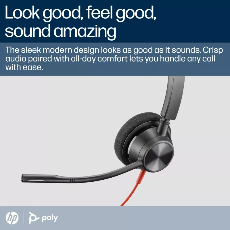 HP Poly Blackwire 3310 monaurálny Microsoft Teams certifikovaný USB-C headset + USB-C/A adaptér