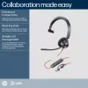 HP Poly Blackwire 3310 monaurálny Microsoft Teams certifikovaný USB-C headset + USB-C/A adaptér