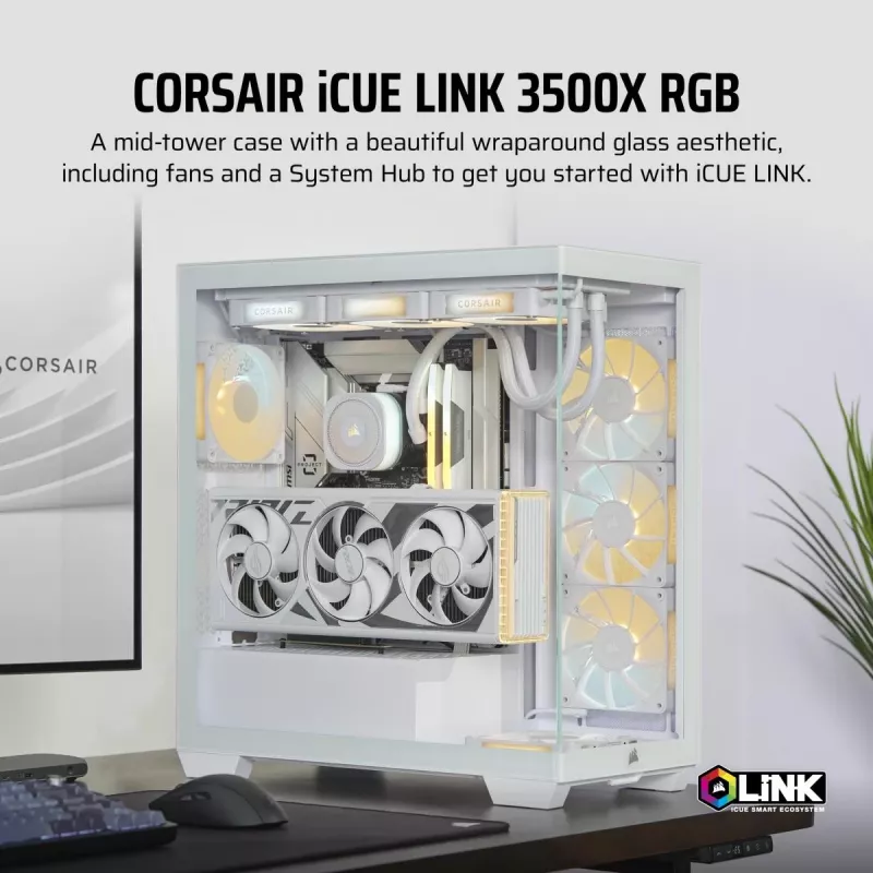 CORSAIR PC skriňa - Icue Link 3500x RGB Mid-tower - biela