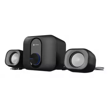 Home-Audio-Minisystém NATEC NGL-2111 — 3 W RMS, 2 reproduktory, 3,5-mm vstup, 7,62-cm basový reproduktor, čierna