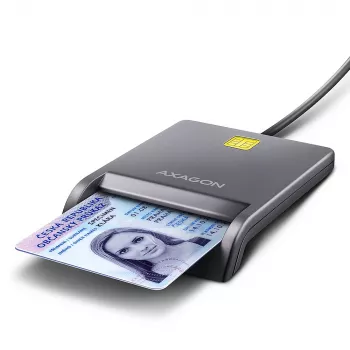Axagon CRE-SM3T USB-A čítačka smart-/ID-kariet, plochá, USB 2.0, 1,3 m, čierna, 56 g