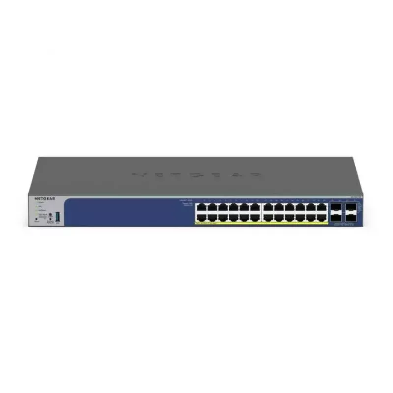 NETGEAR 28-portový PoE Gigabit/10G stackovateľný smart switch (GS728TXP)