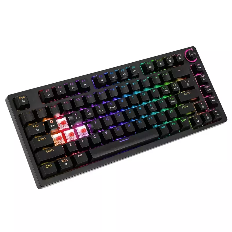 Herná klávesnica Savio SAVGK-PHENIX žltá USB RF Wireless Bluetooth mechanická 82 klávesov RGB