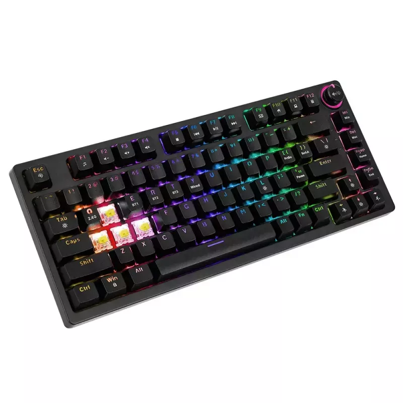 Herná klávesnica Savio SAVGK-PHENIX žltá USB RF Wireless Bluetooth mechanická 82 klávesov RGB