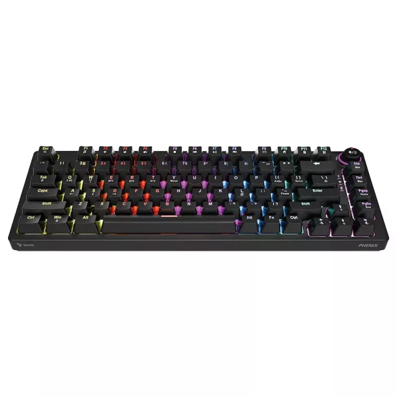 Herná klávesnica Savio SAVGK-PHENIX žltá USB RF Wireless Bluetooth mechanická 82 klávesov RGB