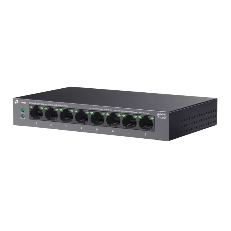 TP-Link LiteWave 8-portový gigabitový desktop switch s 8-portovým PoE+