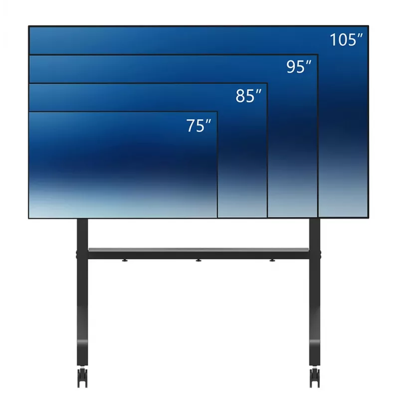 Neomounts MOVE Go XL FL50-575BL1 vozík na TV 65-110 palcov, max. 125 kg, nastaviteľná výška 129-139 cm, VESA 100x100-1100x600, uzamykateľný, certifikácia TÜV, čierny