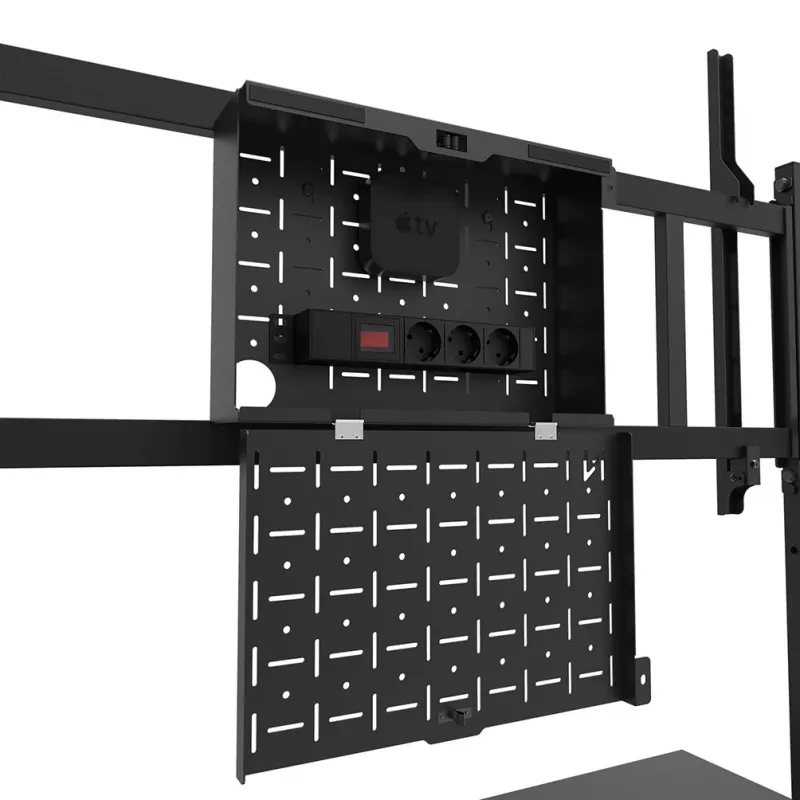 Neomounts MOVE Go XL FL50-575BL1 vozík na TV 65-110 palcov, max. 125 kg, nastaviteľná výška 129-139 cm, VESA 100x100-1100x600, uzamykateľný, certifikácia TÜV, čierny