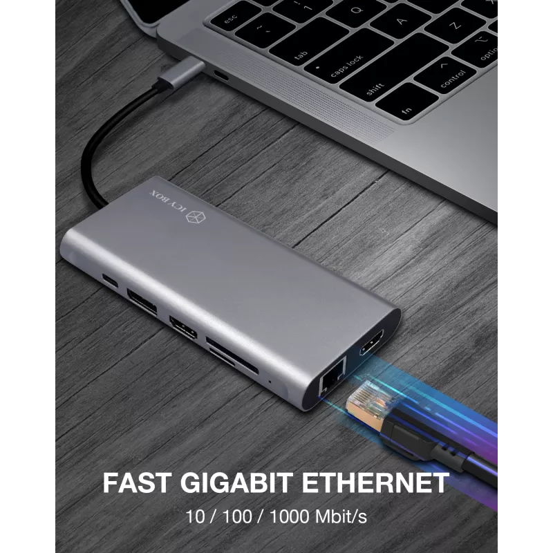 ICY BOX IB-DK4050-CPD káblový USB 3.2 Gen 1 (3.1 Gen 1) Type-C antracit