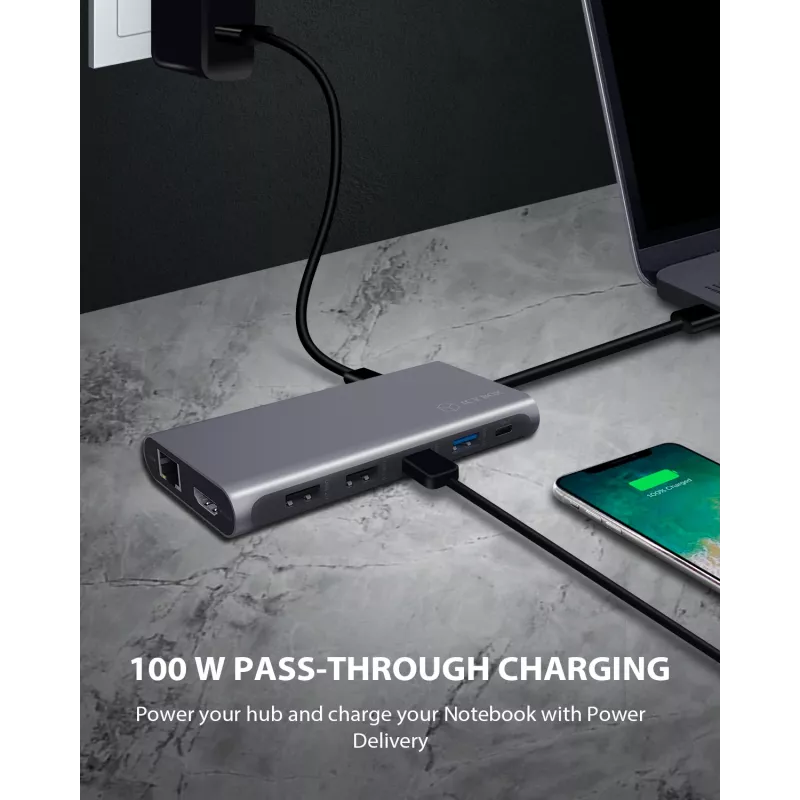ICY BOX IB-DK4050-CPD káblový USB 3.2 Gen 1 (3.1 Gen 1) Type-C antracit