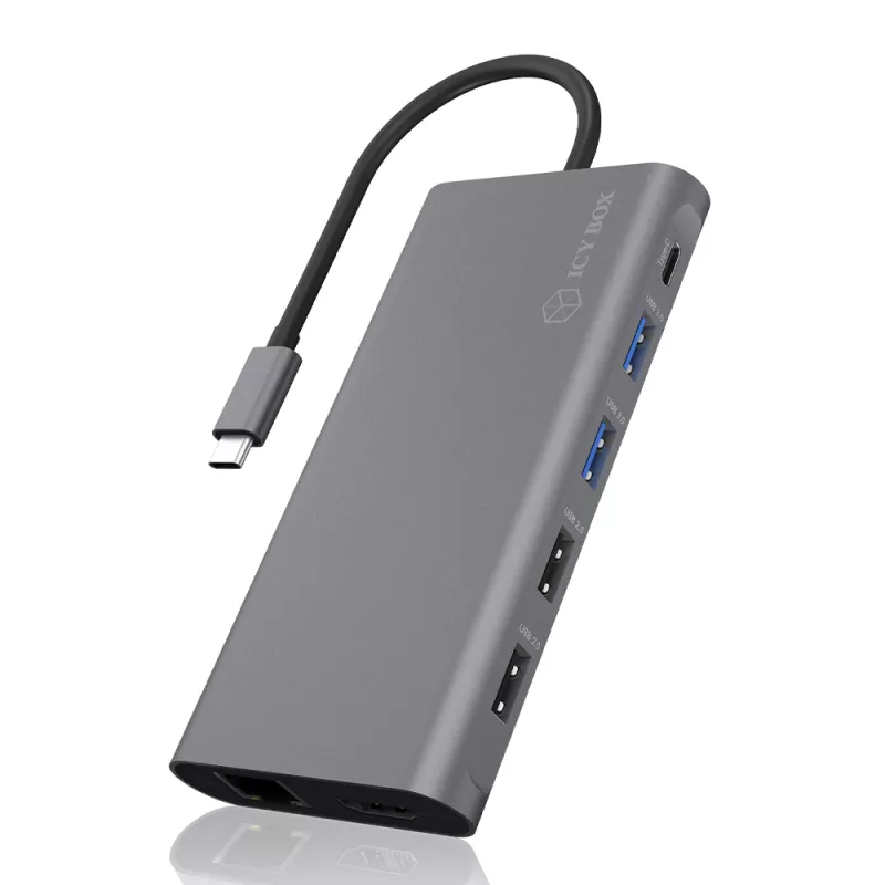 ICY BOX IB-DK4050-CPD káblový USB 3.2 Gen 1 (3.1 Gen 1) Type-C antracit