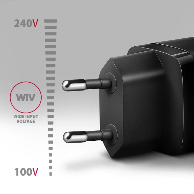 Nástenná nabíjačka Axagon ACU-PD20 1x QC3.0/AFC/FCP/PD Type-C 20W čierna