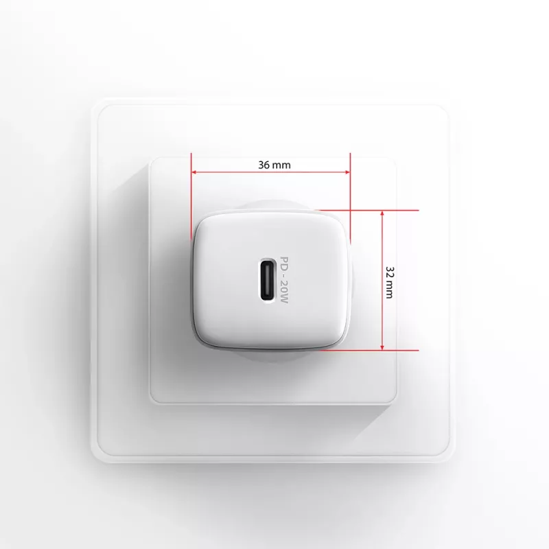 Axagon ACU-PD20W nástenná nabíjačka 1x QC3.0/AFC/FCP/PD Type-C 20W biela