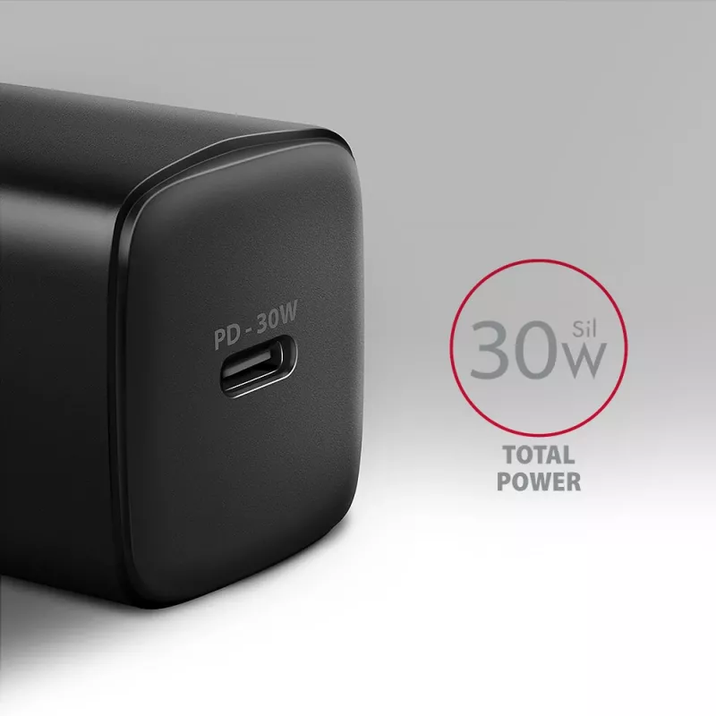Axagon ACU-PD30 PD3.0 & QC4+ 1x výstup nástenná nabíjačka 30W, interiér, AC, čierna