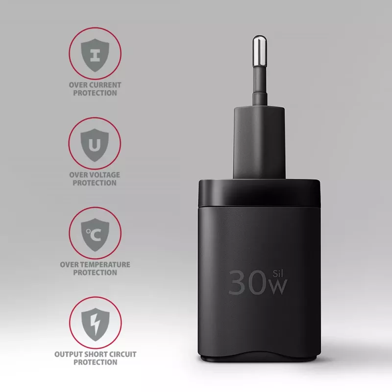 Axagon ACU-PD30 PD3.0 & QC4+ 1x výstup nástenná nabíjačka 30W, interiér, AC, čierna