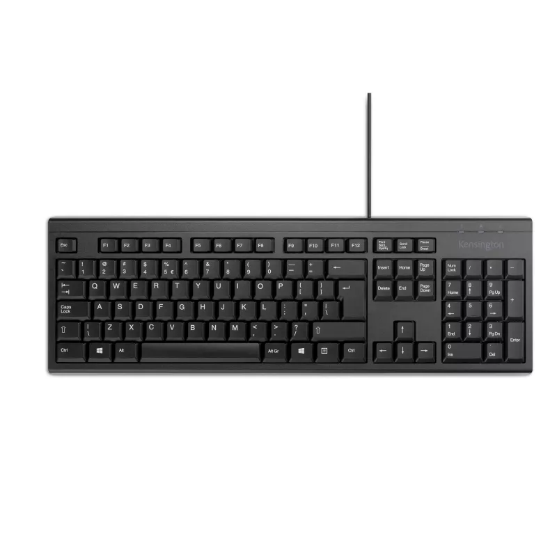Kensington K63727WW, Full-size (100%), káblová, USB, membránová, QWERTY, čierna