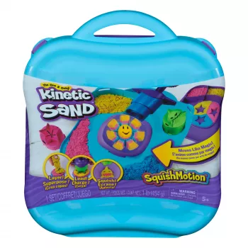 Kinetic Sand, SquishMotion, darček do veľkonočného košíka, obsahuje 1 lb tvárneho hracieho piesku, pečiatku a 5 nástrojov, úložná krabica, senzorická hračka pre deti od 5 rokov