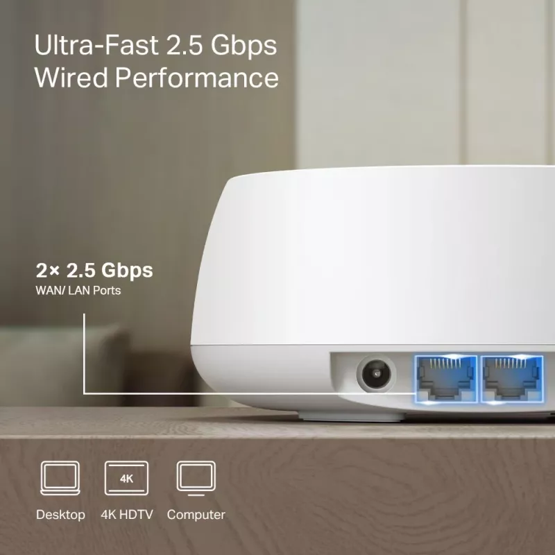 Mesh systém TP-Link BE3600 dvojpásmový Wi‑Fi 7 (802.11be), 2882 Mbit/s, 2× LAN, 2,4/5 GHz, balenie 2 ks