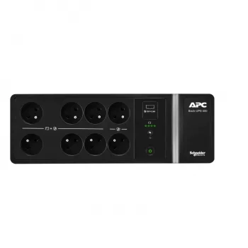 APC Back-UPS, 500VA/300W podlahová/nástenná montáž, 230V, 8x francúzske/belgické zásuvky, USB Type-A port, používateľom vymeniteľná batéria