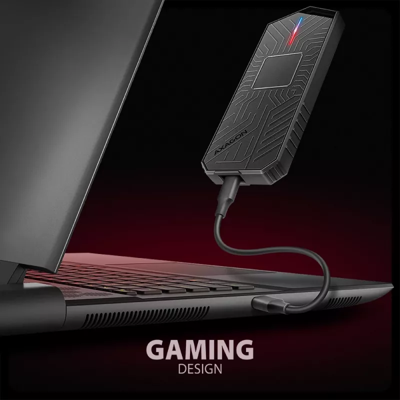 Axagon EEM2-GAM externé USB-C 10Gbps kovové puzdro pre M.2 NVMe a SATA SSD. Bez skrutiek