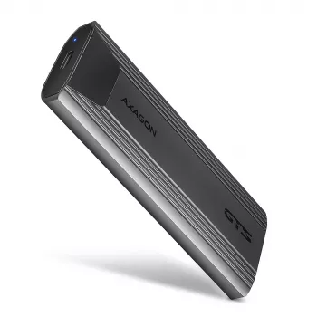 Axagon EEM2-GTS2 externé USB-C 10 Gbit/s kovové puzdro pre M.2 NVMe a SATA SSD disky. Bez skrutiek