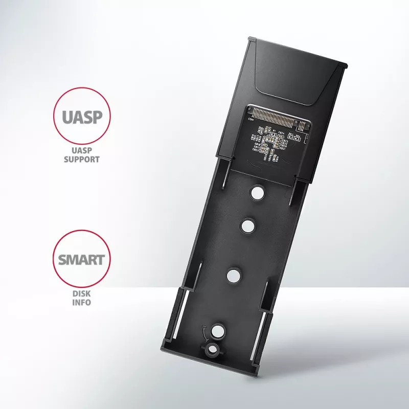 Axagon EEM2-GTS2 externé USB-C 10 Gbit/s kovové puzdro pre M.2 NVMe a SATA SSD disky. Bez skrutiek