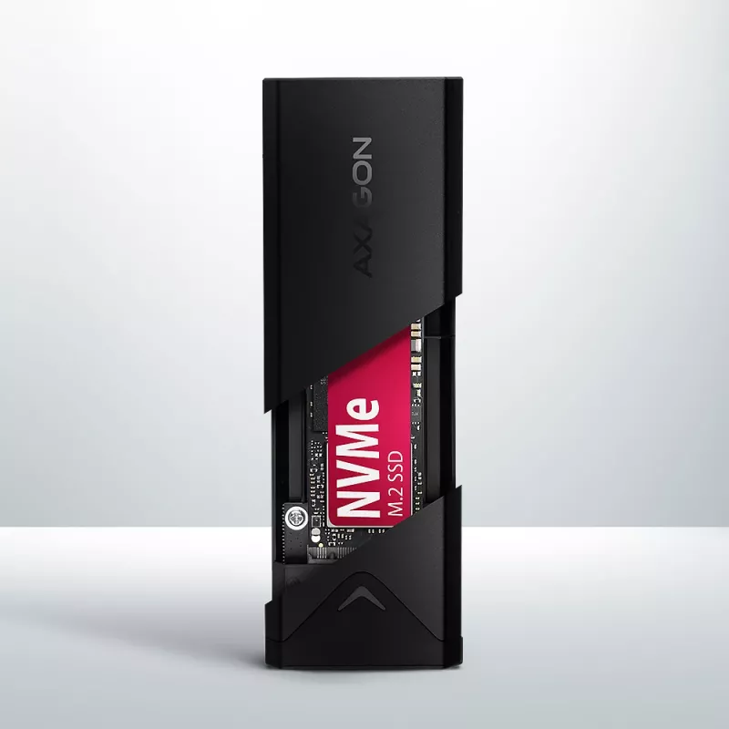 Axagon EEM2-UB2 externé USB-C 10Gbps kovové puzdro pre M.2 NVMe SSD disky. Čierna