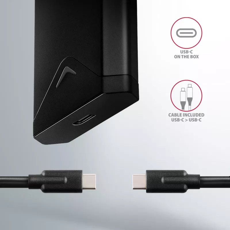 Axagon EEM2-UB2 externé USB-C 10Gbps kovové puzdro pre M.2 NVMe SSD disky. Čierna