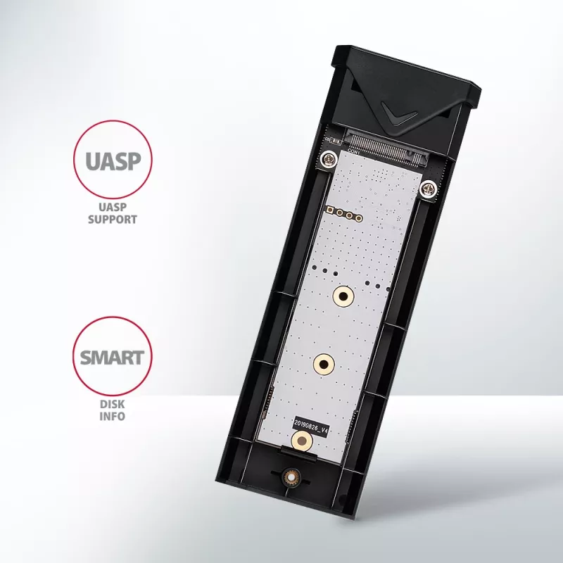 Axagon EEM2-UB2 externé USB-C 10Gbps kovové puzdro pre M.2 NVMe SSD disky. Čierna
