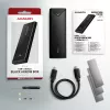 Axagon EEM2-UB2 externé USB-C 10Gbps kovové puzdro pre M.2 NVMe SSD disky. Čierna