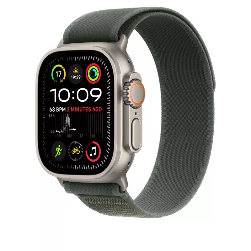 APPLE 49mm Green Trail Loop – S/M – Natural Titanium Finish