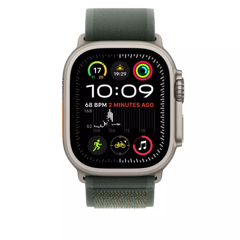 APPLE 49mm Green Trail Loop – S/M – Natural Titanium Finish