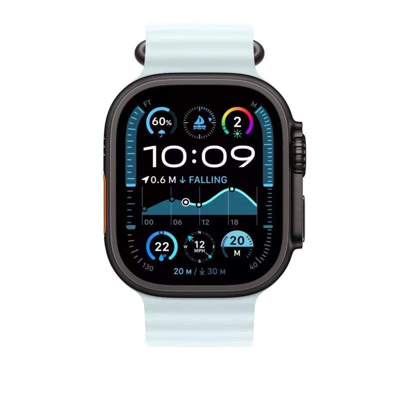 APPLE 49 mm Ice Blue Ocean Band predĺženie – Black Titanium Finish