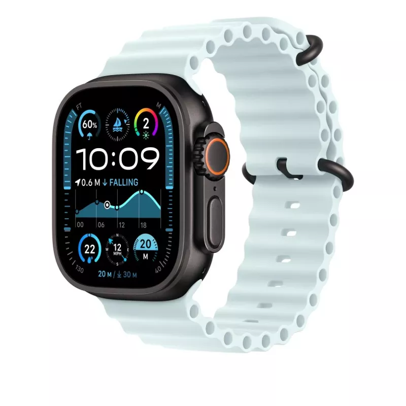 APPLE 49 mm Ice Blue Ocean Band predĺženie – Black Titanium Finish
