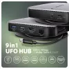 Axagon HMC-UFO USB-C hub M.2 SATA/NVMe 1 Gbit/s Ethernet 384 kHz audio Wired USB 3.2 Gen 2 (3.1 Gen 2) Type-C čierny