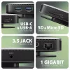 Axagon HMC-UFO USB-C hub M.2 SATA/NVMe 1 Gbit/s Ethernet 384 kHz audio Wired USB 3.2 Gen 2 (3.1 Gen 2) Type-C čierny