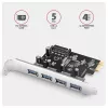 Axagon PCEU-430RS radič PCIe 2.0 x1, 4x externý USB-A 5 Gbps (USB 3.2 Gen 1), Renesas PD720201, UASP, napájanie SATA 15-pin
