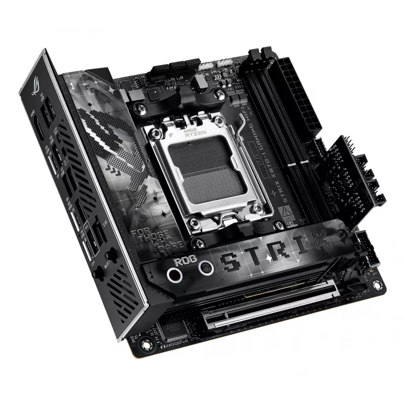 Základná doska ASUS ROG STRIX X870-I GAMING WIFI mini ITX · AMD X870 · Socket AM5 · DDR5 · 2 DIMM · Wi-Fi 7 · Bluetooth 5.4